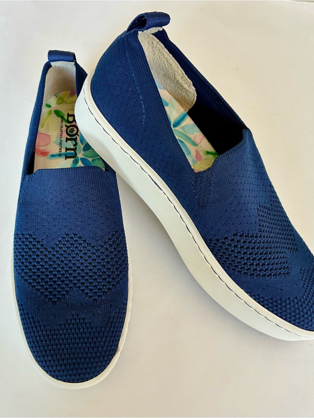Born Navy Knit Slip-On Sneakers